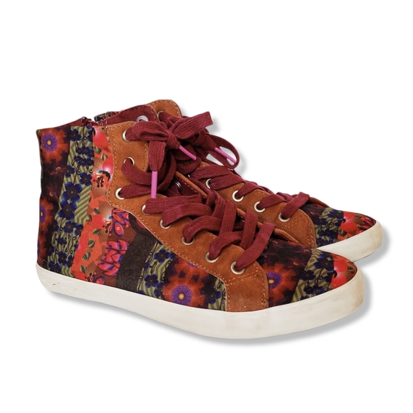 Desigual Shoes - Desigual Patchwork Boho High Top Sneakers Women's Size 36